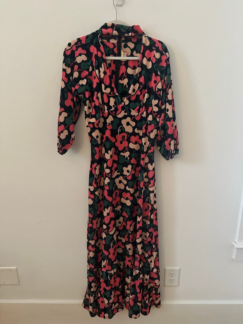 Anthropologie Dazey LA Midi Dress Women's Large Multicolor Floral Long Sleeves